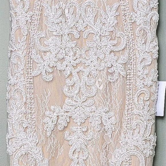 Lulus Promised Love White Beaded Lace Off-Shoulder Mermaid Wedding Dress, Size 4 - Picture 12 of 16